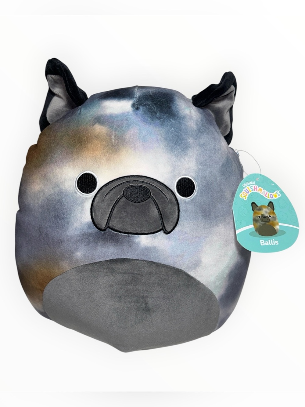 Squishmallows Ballis French Bulldog 11” Plush With Tags Marbled Tie Dye Grey